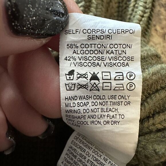 Lucky Brand Sweater Size XS Green Crew Neck Sleeve Cut Out Detail Pullover Knit - Picture 7 of 7